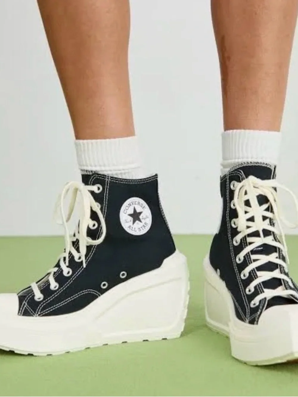 New No Box Size 7 Converse Chuck High Top 70 De Luxe Wedge Sneakers Black Egret